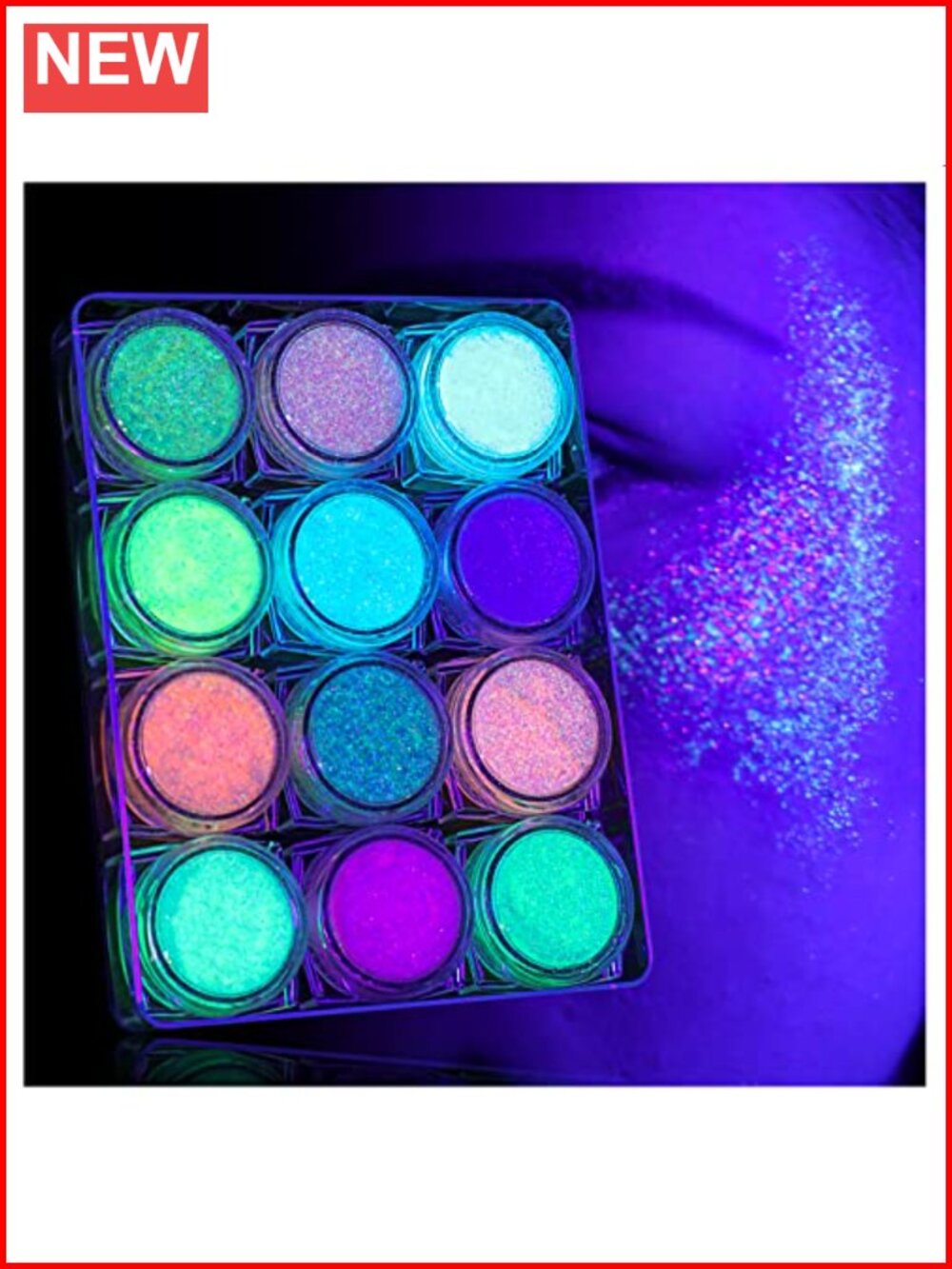 UV Glow Body Face Glitter Gel, Fine Shimmer Festival Rave Makeup